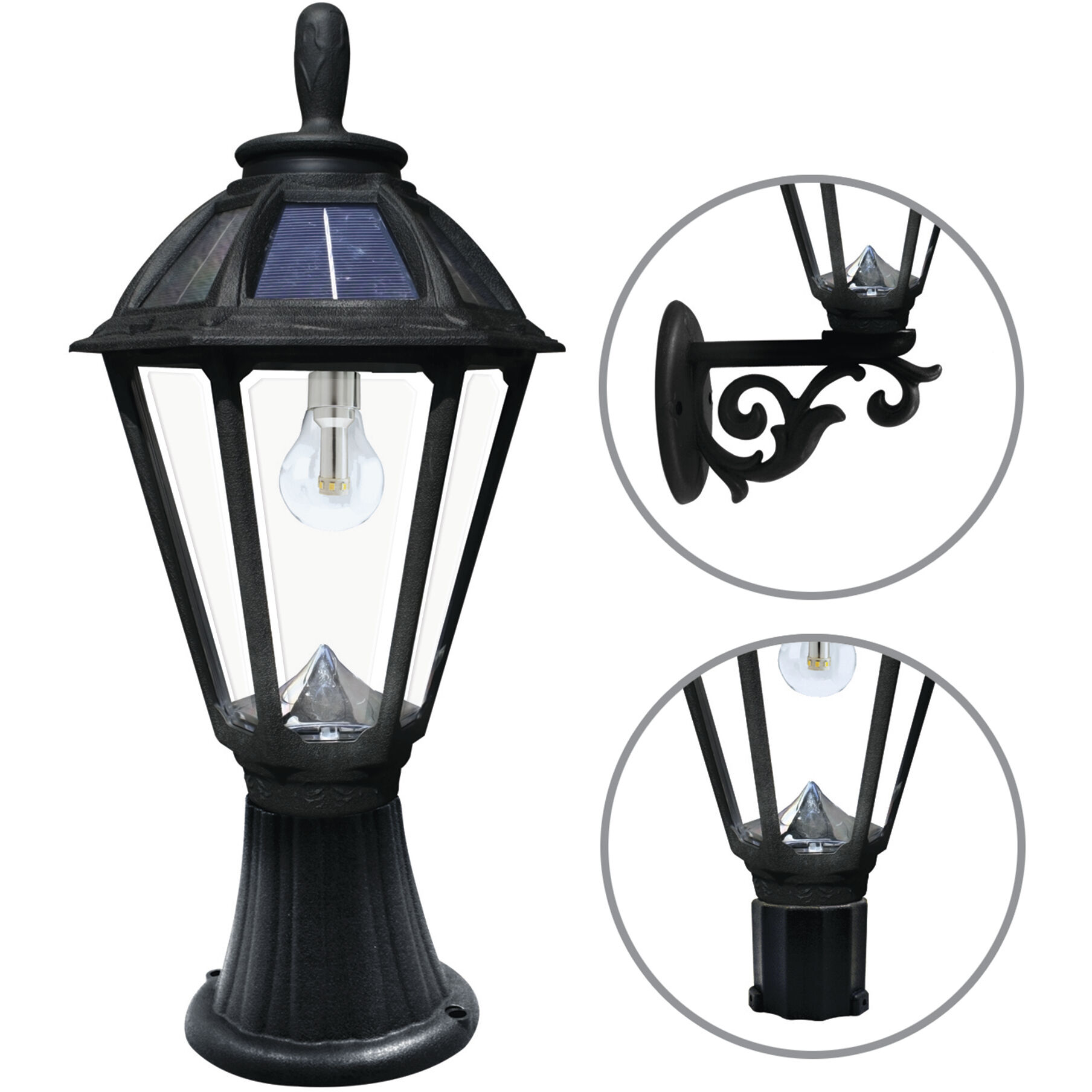 Polaris LED 19.25 inch Black Outdoor Post Light, Solar