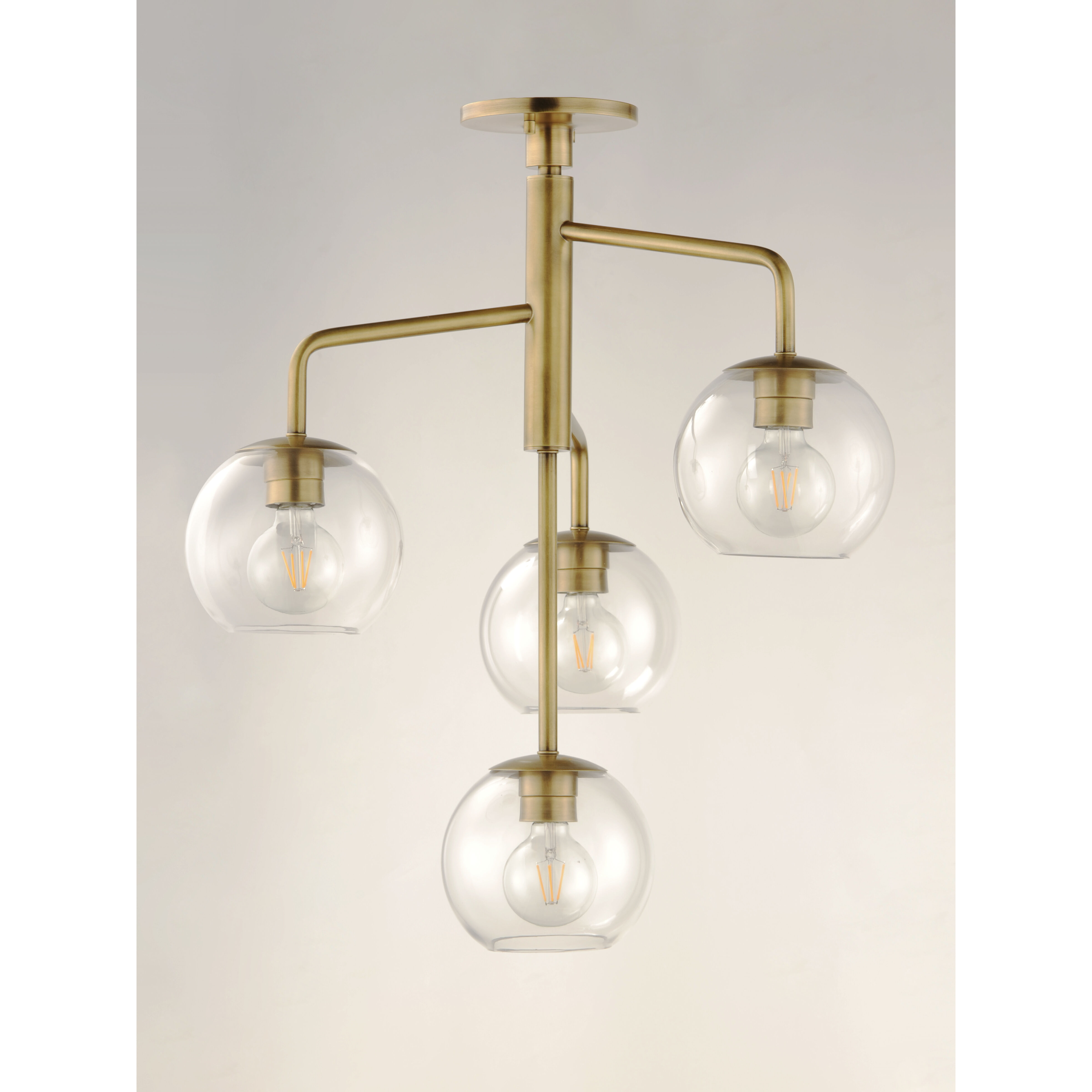 Branch 4 Light 21.5 inch Natural Aged Brass Multi-Light Pendant Ceiling Light