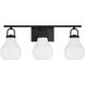 Mansfield 3 Light 24 inch Matte Black Vanity Light Wall Light