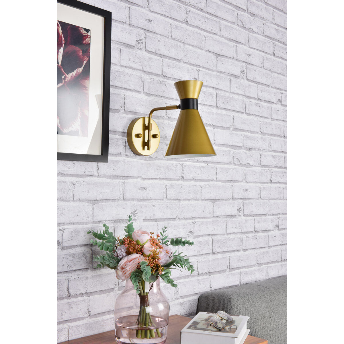 Halycon 1 Light 11 inch Brass and Black Bath Sconce Wall Light