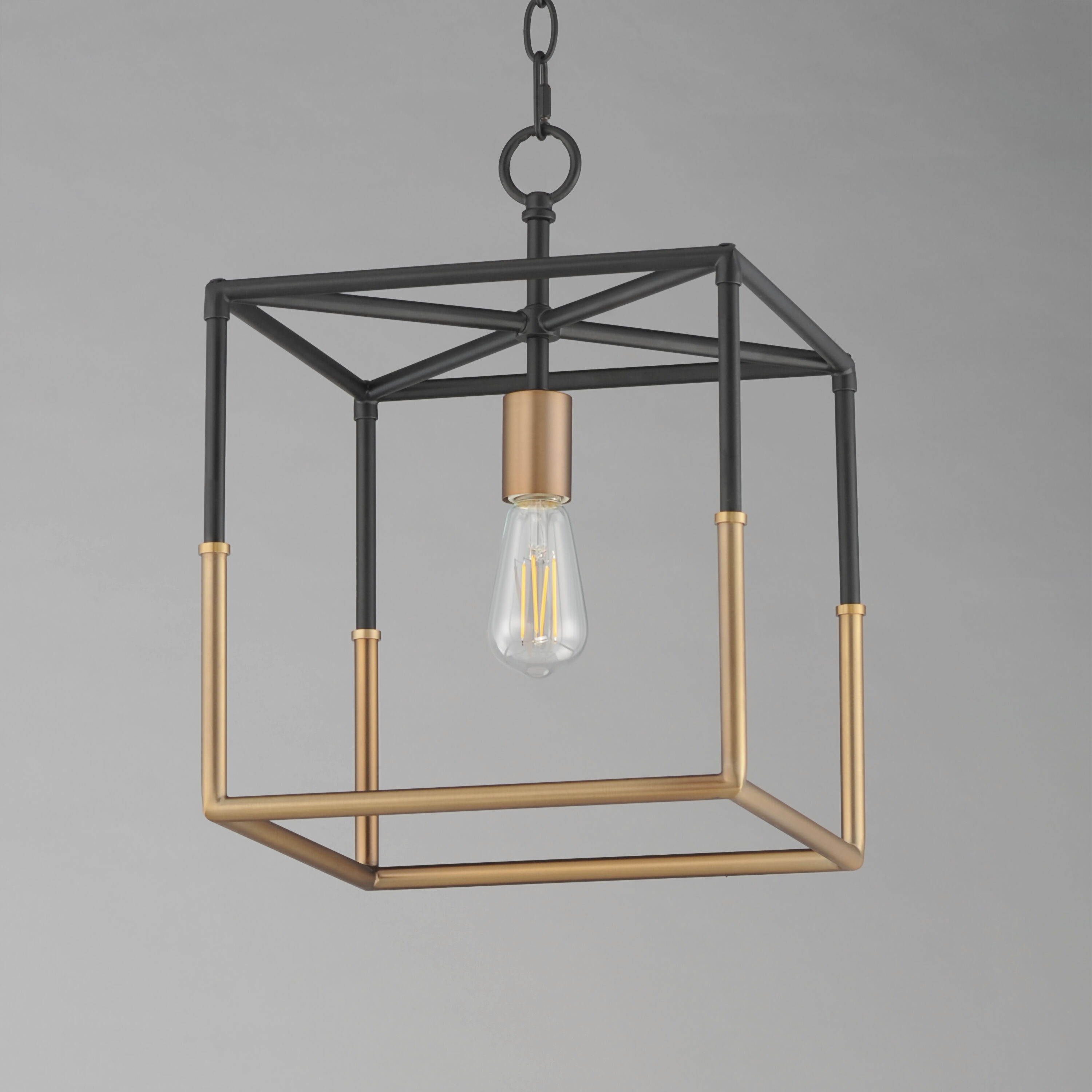 SoHo 1 Light 12 inch Black and Weathered Brass Entry Foyer Pendant Ceiling Light