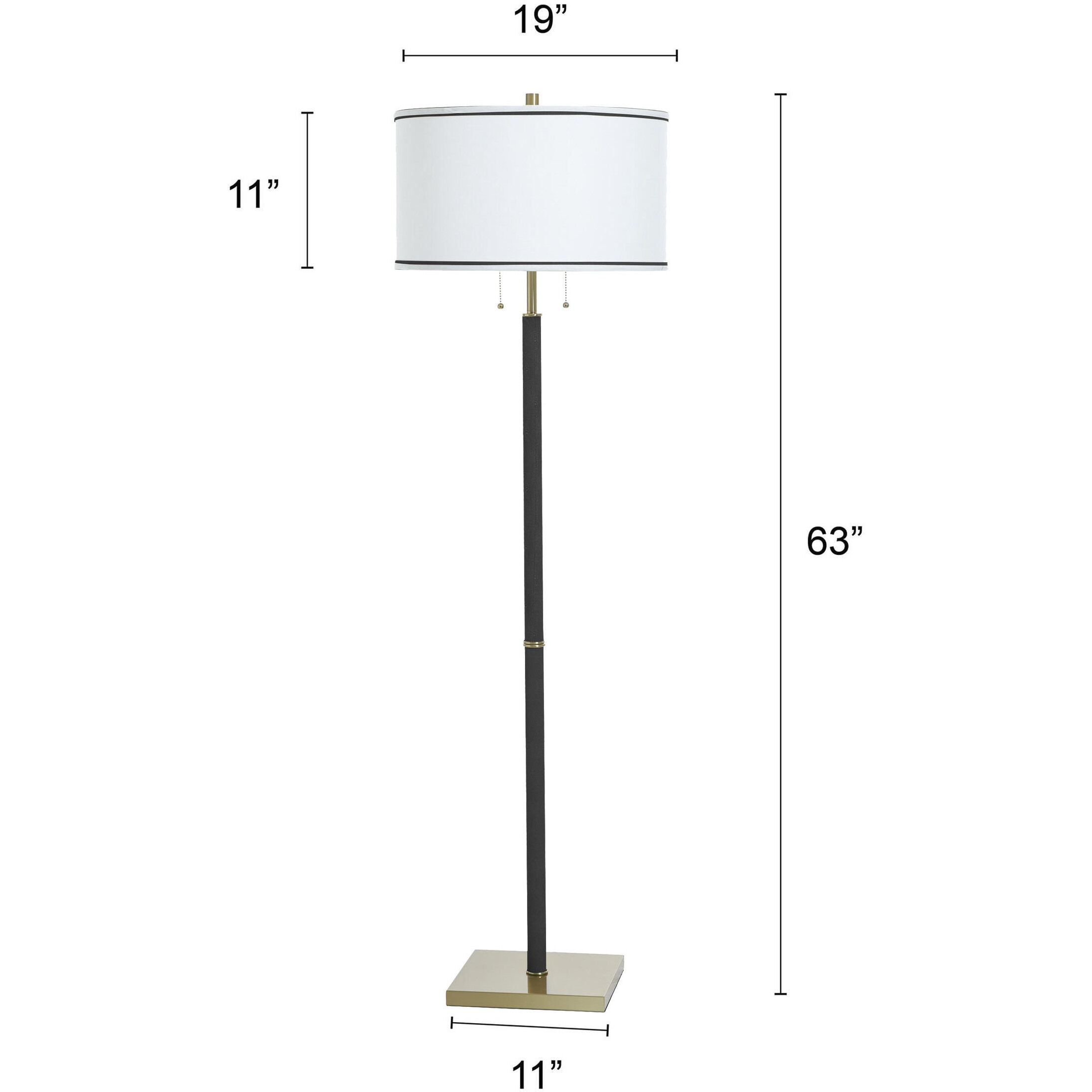 Dann Foley - Shagreen 63 inch 60.00 watt Black Shagreen and Brushed Brass with White and Black Floor Lamp Portable Light