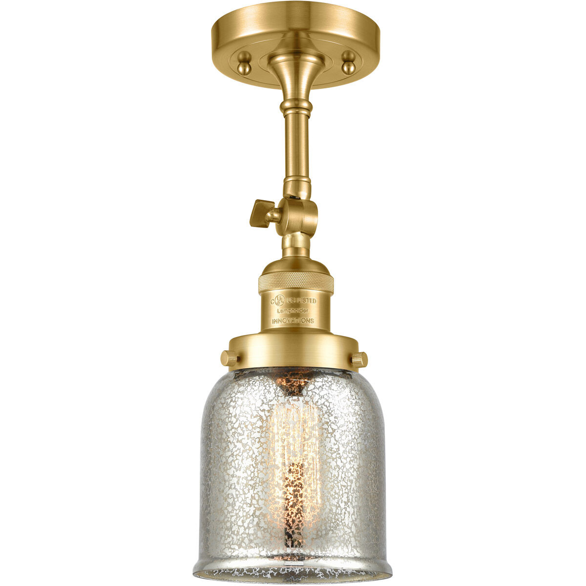 Franklin Restoration Small Bell LED 5 inch Satin Gold Sconce Wall Light in Silver Plated Mercury Glass, Franklin Restoration