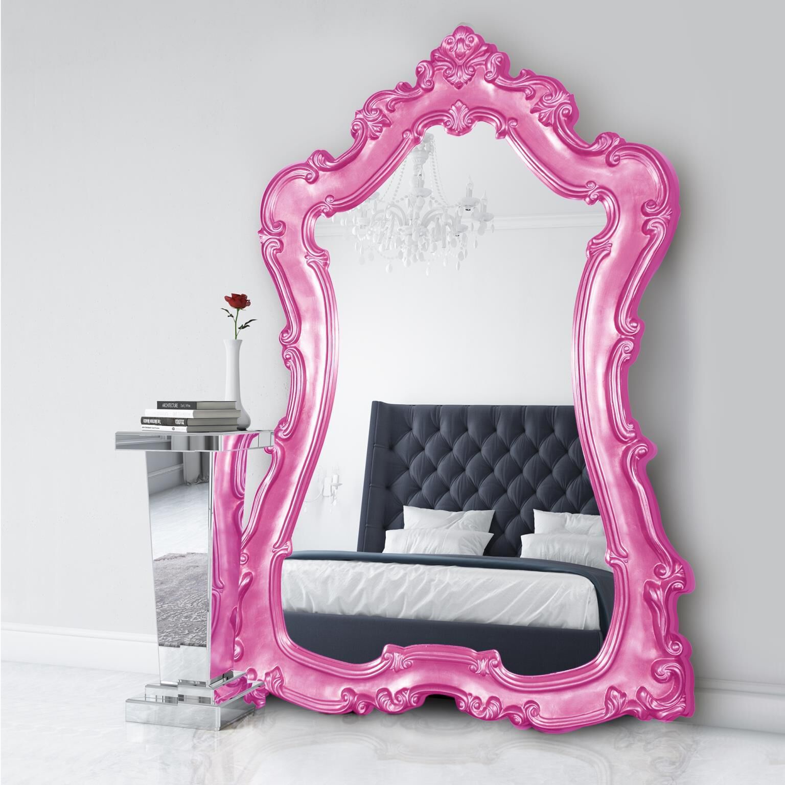 Lorelei 89 X 60 inch Glossy Hot Pink Wall Mirror