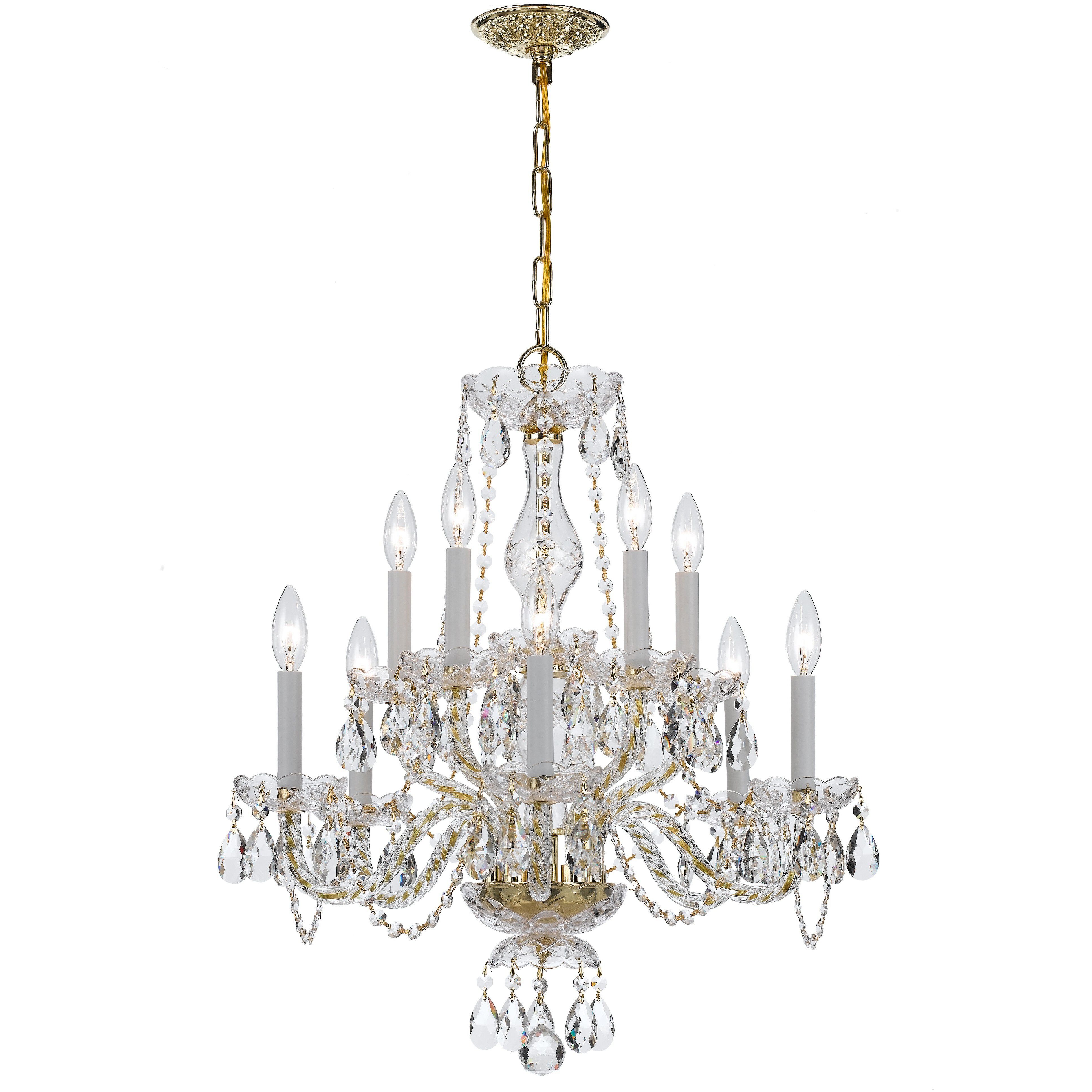 Traditional Crystal 10 Light 23 inch Polished Brass Chandelier Ceiling Light in Clear Swarovski Strass