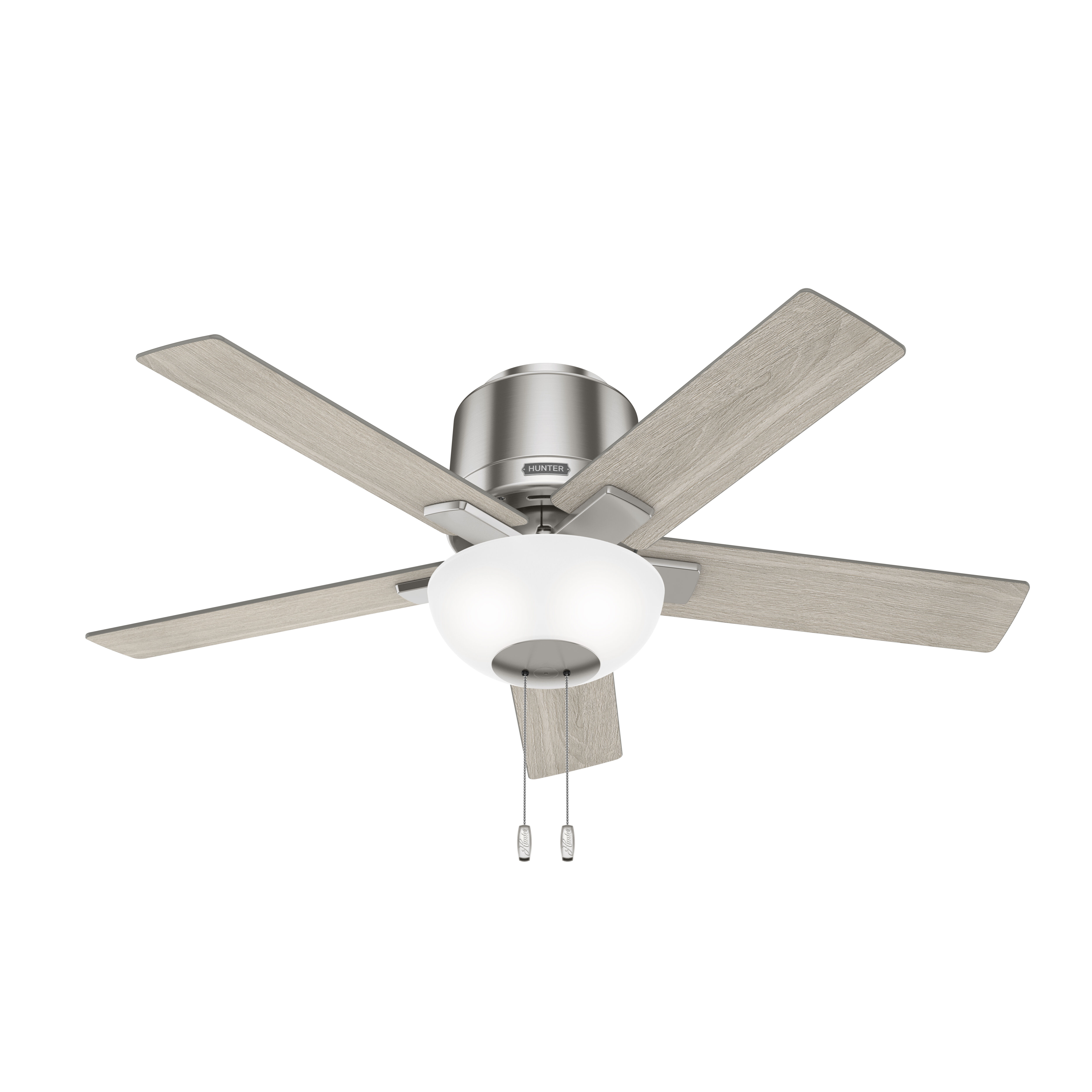 Fitzgerald 44 inch Brushed Nickel with Light Gray Oak Blades Ceiling Fan