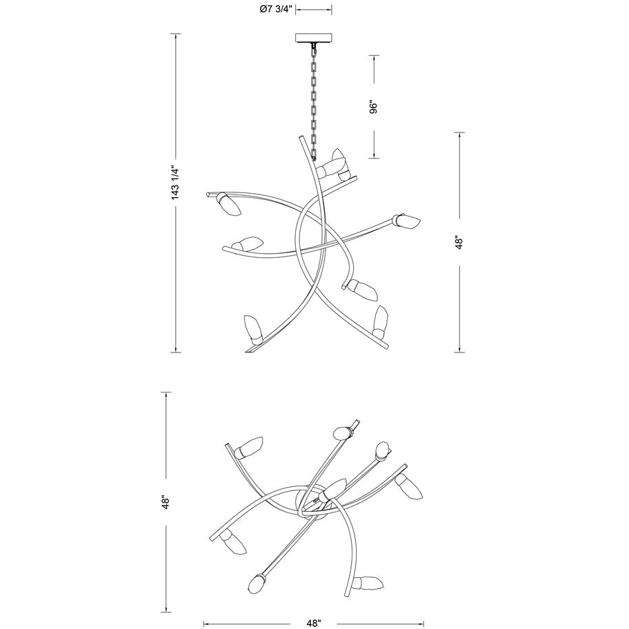 Bilancia LED 48 inch True Brass Chandelier Ceiling Light