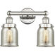 Bell 2 Light 15.5 inch Polished Nickel Bath Vanity Light Wall Light in Silver Plated Mercury