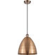 Ballston Dome LED 12 inch Antique Copper Mini Pendant Ceiling Light