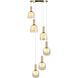 Juna 6 Light 25.2 inch Brass and Travertine Pendant Ceiling Light