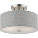 Dakota 2 Light 11 inch Brushed Nickel with Shiny White Accents Semi-Flush Ceiling Light