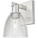 Arcadia Castile Armed Sconce Wall Light in Brushed Satin Nickel, Clear