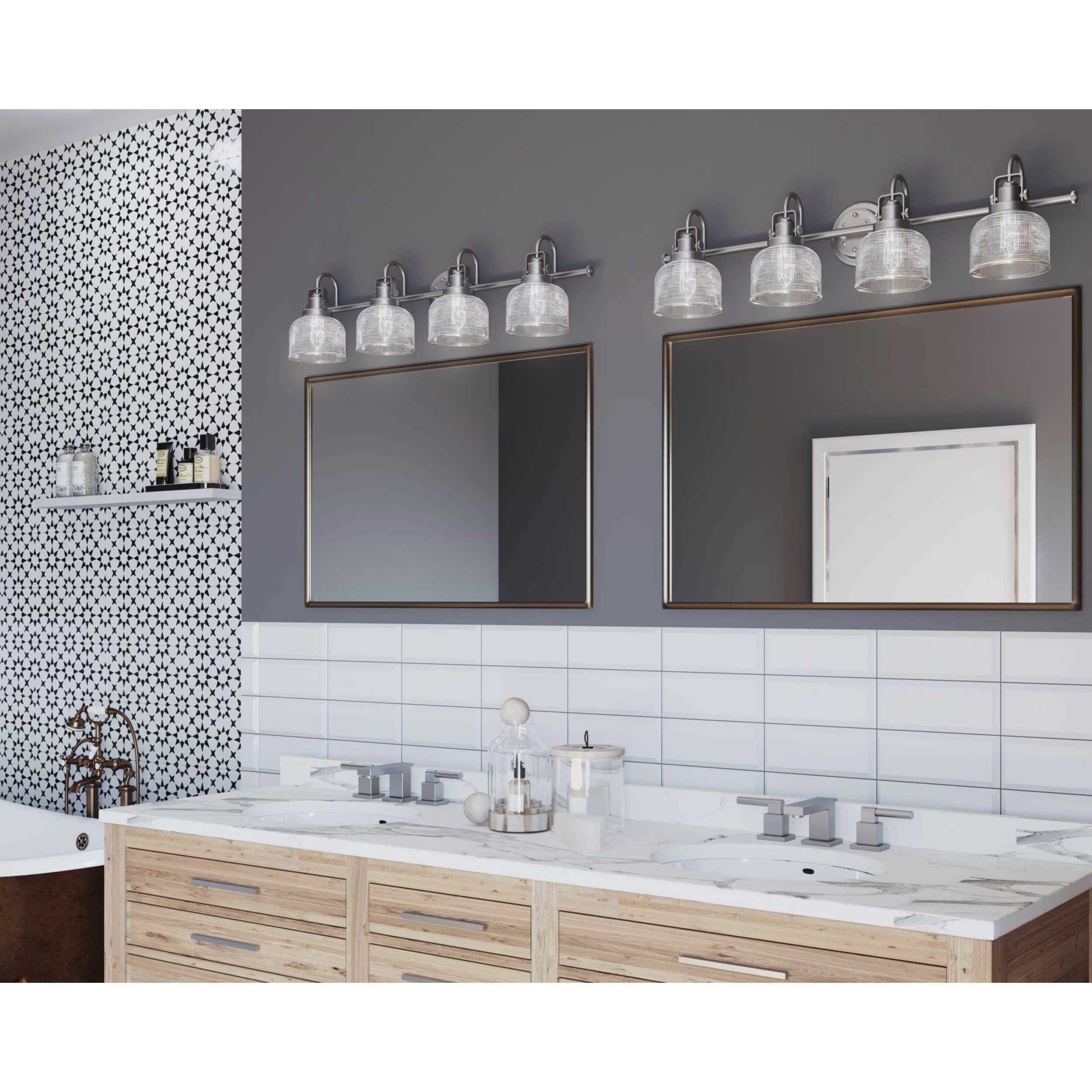 Archie 4 Light 35.5 inch Antique Nickel Bath Vanity Wall Light