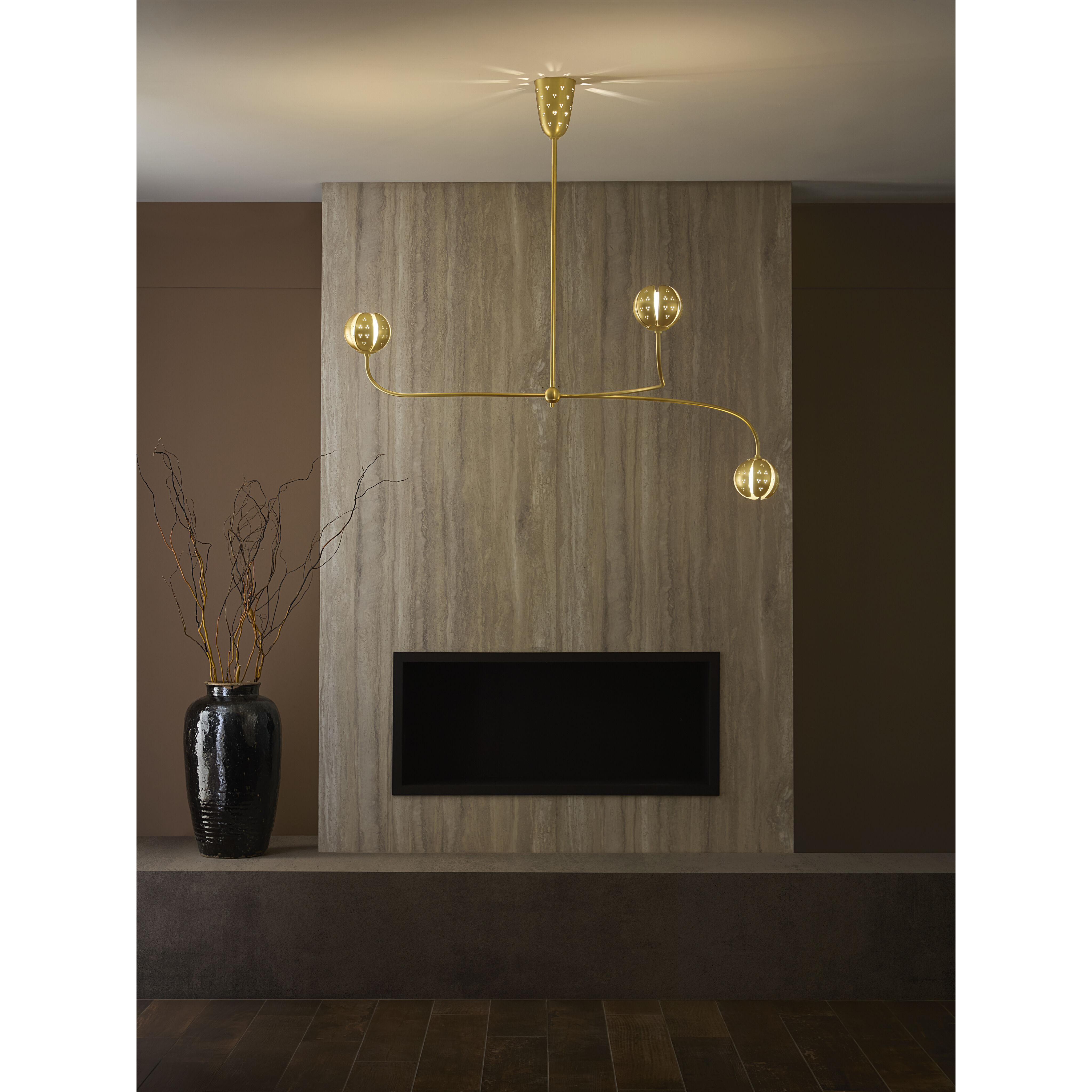 Anthos 4 Light 54 inch Unlacquered Brass Linear Pendant Ceiling Light