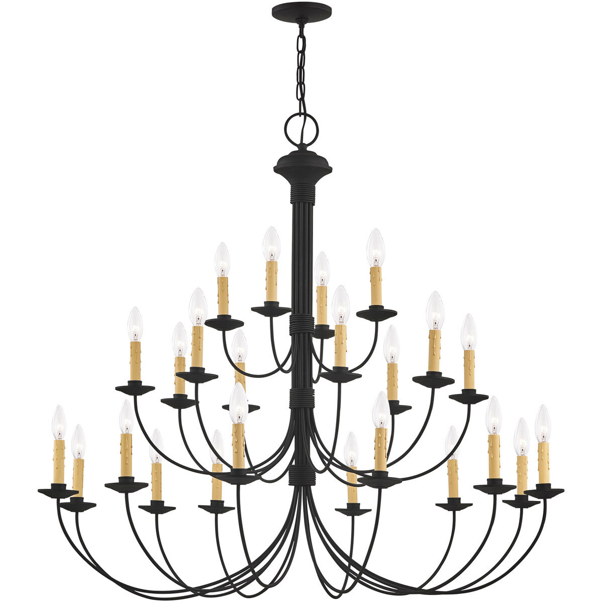 Heritage 24 Light 42 inch Black Chandelier Ceiling Light