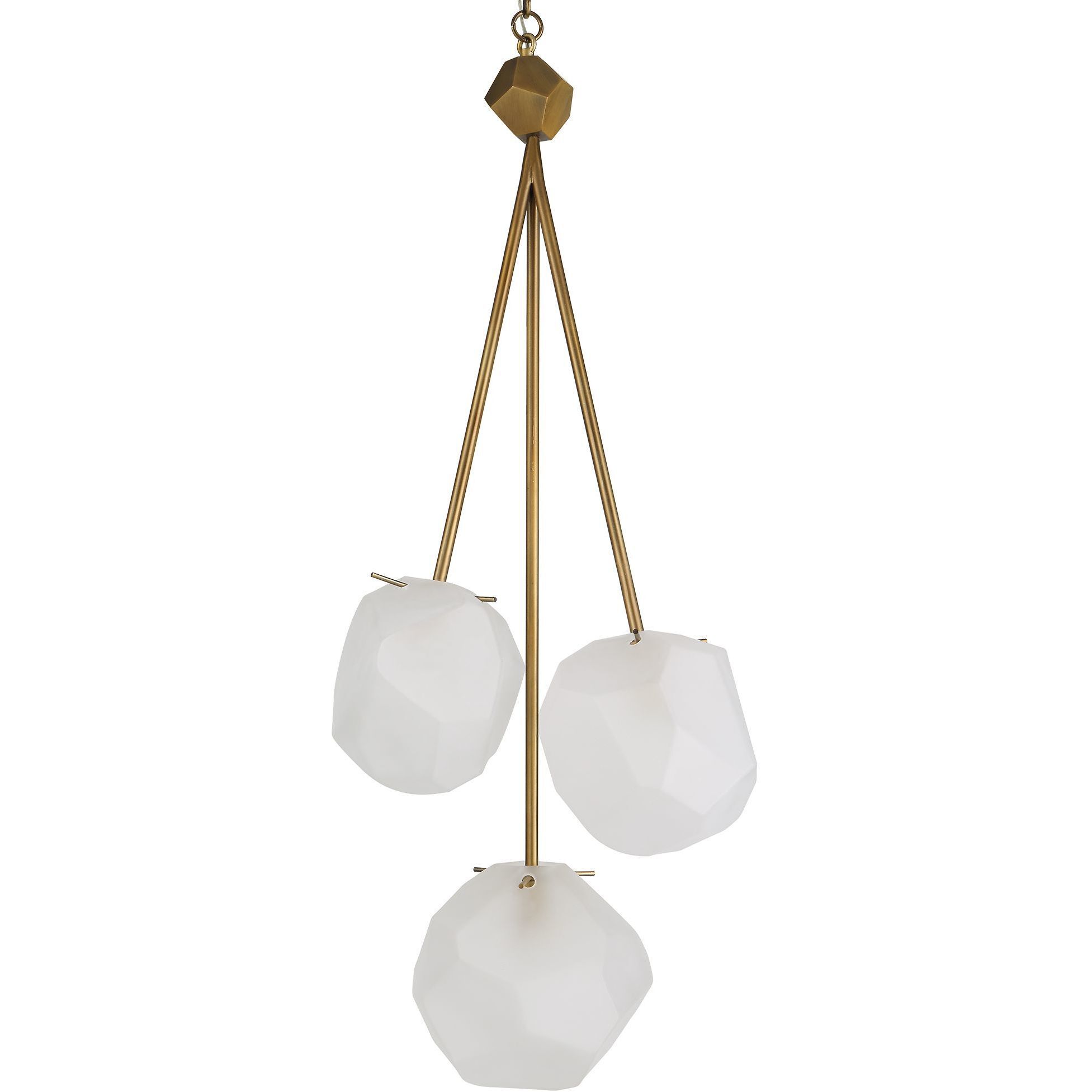 Geodesic 3 Light 13.5 inch Matte Antique Brass Pendant Ceiling Light