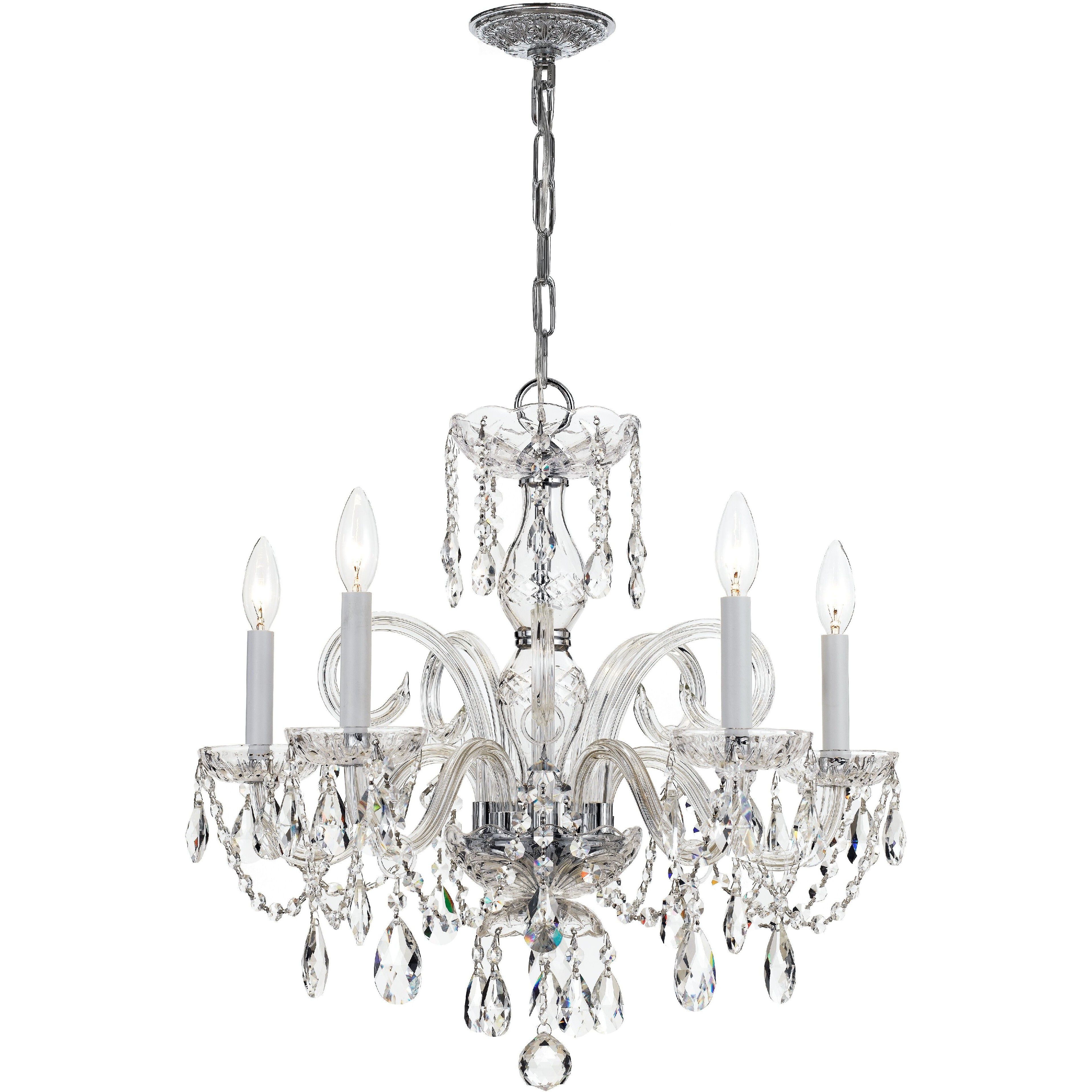 Traditional Crystal 5 Light 22 inch Polished Chrome Chandelier Ceiling Light in Clear Hand Cut