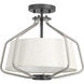Hangar 2 Light 16 inch Brushed Nickel Semi-Flush Mount Convertible Ceiling Light, Design Series