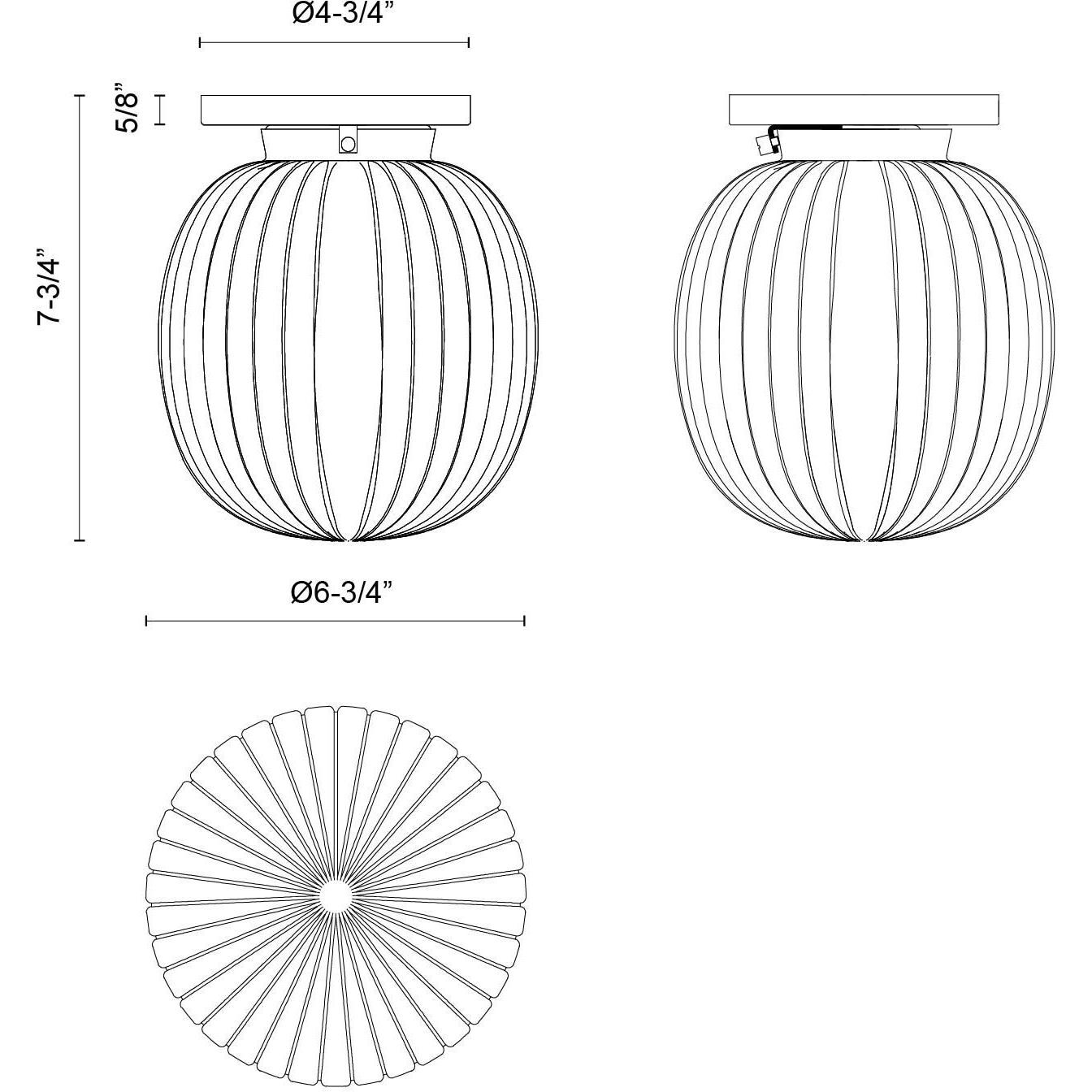 Alora Mood Cherise 1 Light 6.75 inch Matte Black/Glossy Ribbed Opal Glass Semi-Flush Mount Ceiling Light
