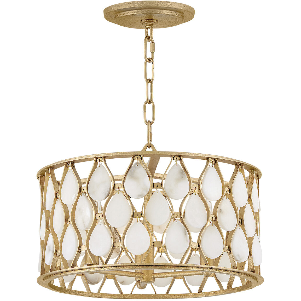 Estie 3 Light 16 inch Piastra Gold Semi-flush Mount Ceiling Light