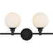 Cordelia 2 Light 19 inch Black Bath Sconce Wall Light