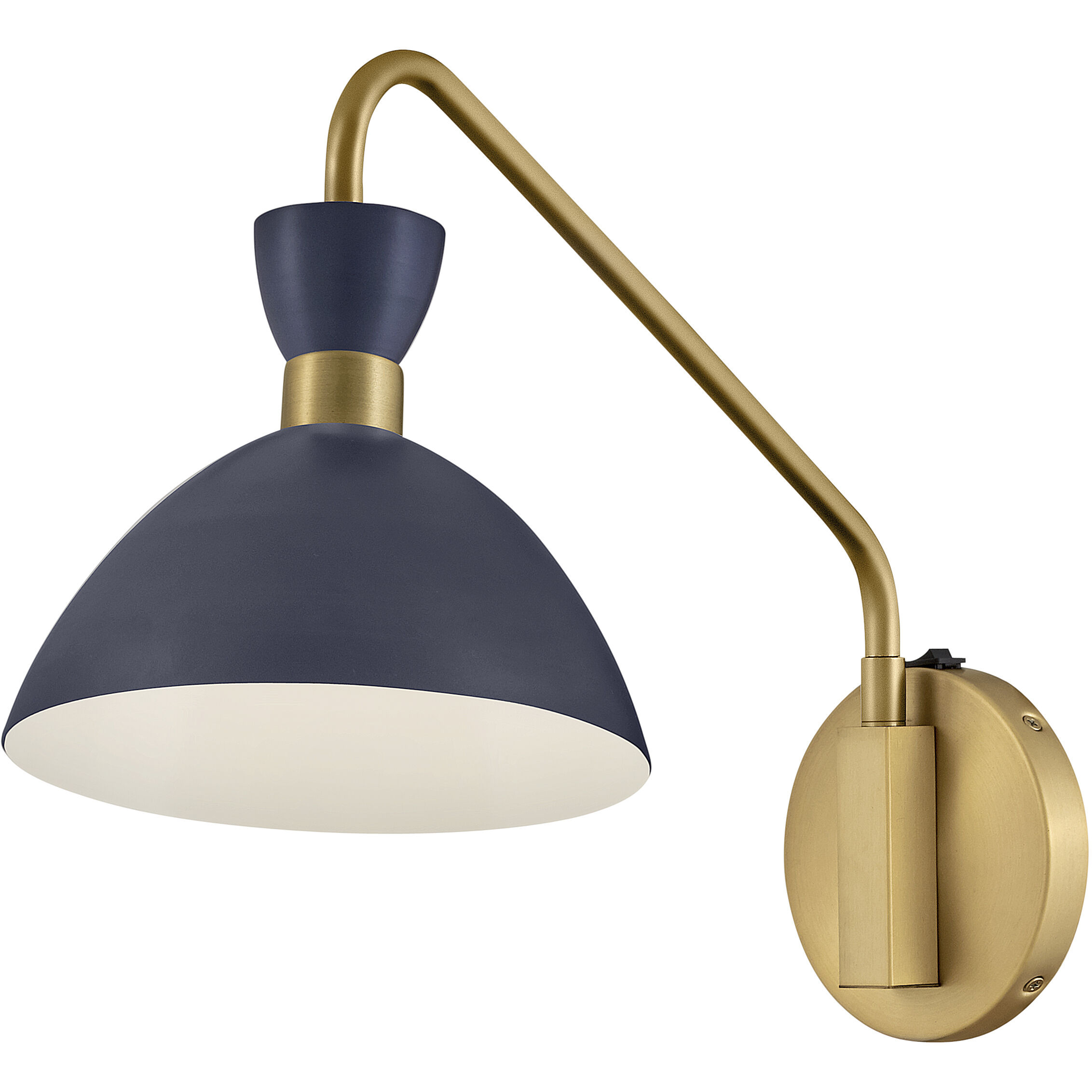 Simon LED 8 inch Matte Navy with Heritage Brass accents Sconce Wall Light
