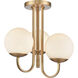 Caroline 3 Light 16 inch Brushed Gold Semi Flush Mount Ceiling Light