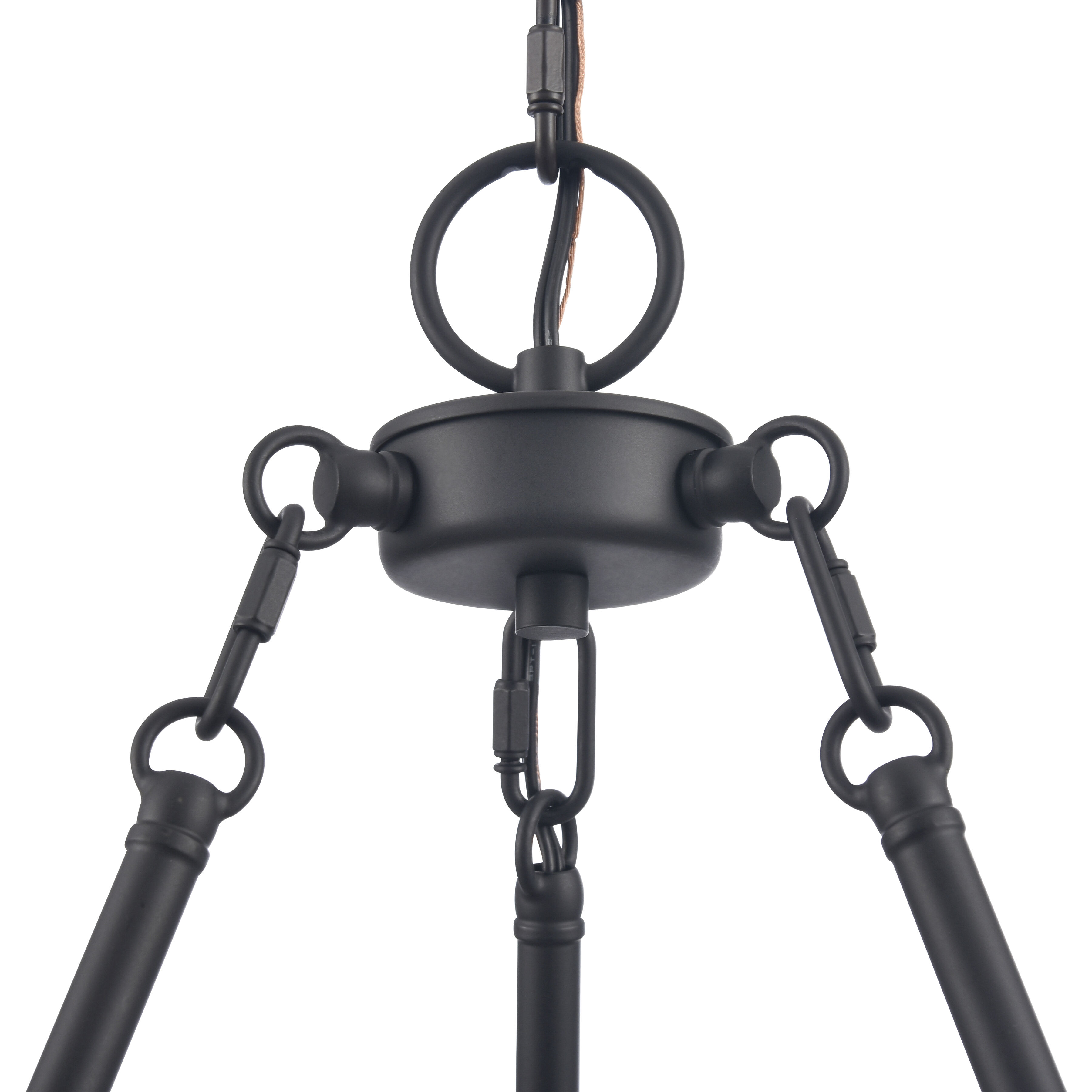 Rydell 5 Light 24.5 inch Matte Black with Off White Chandelier Ceiling Light