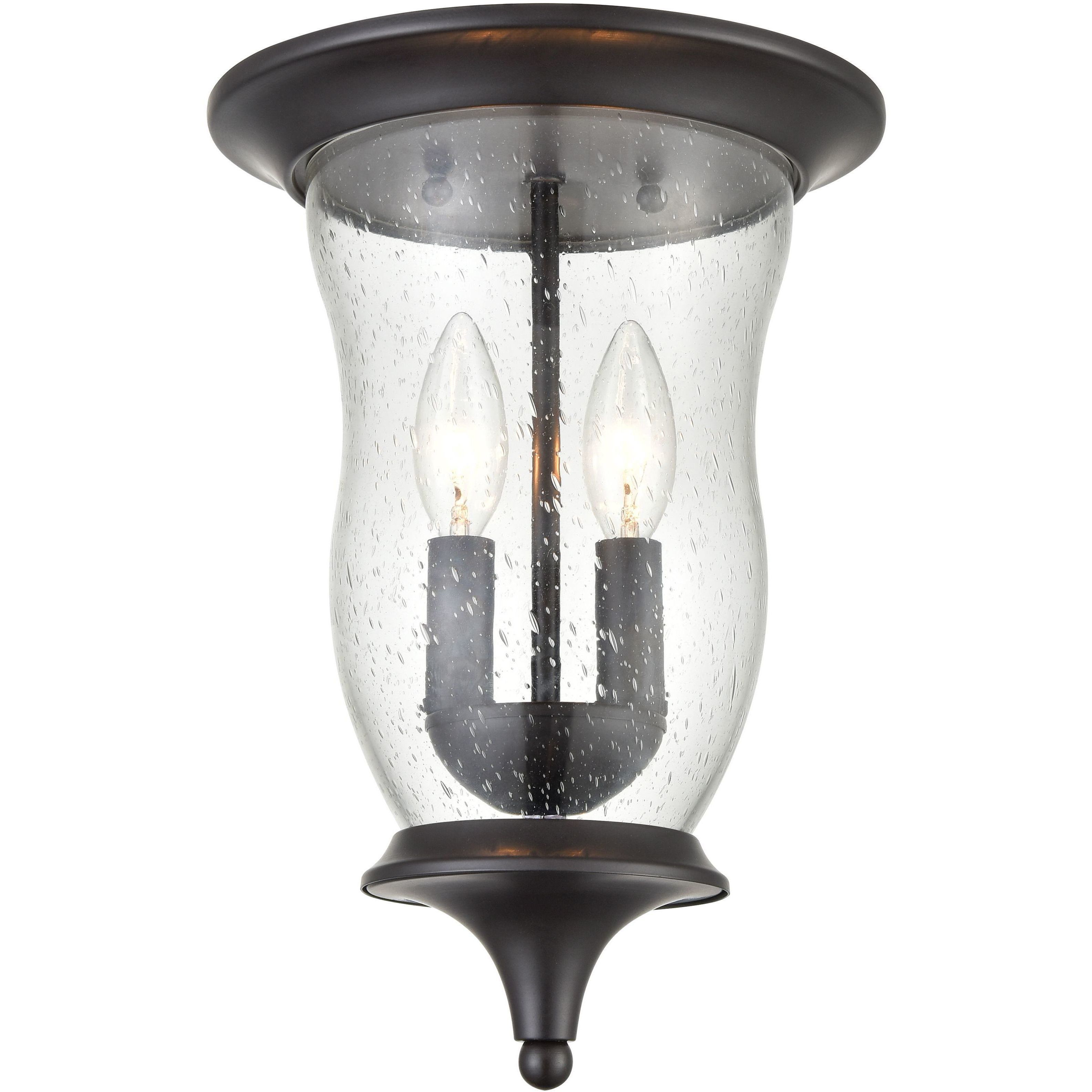 Trinity 2 Light 9 inch Oil Rubbed Bronze Outdoor Flush Mount