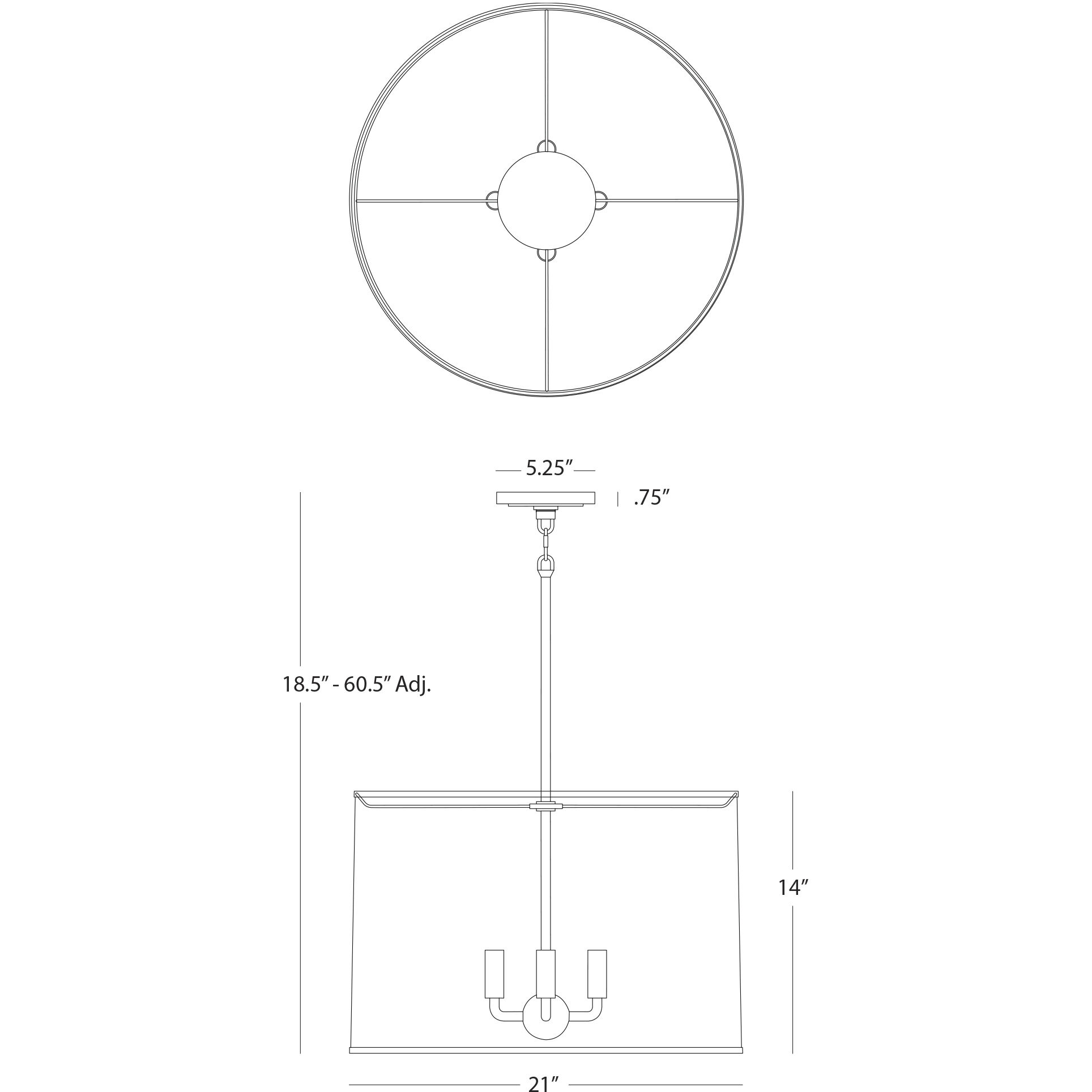 Jack 4 Light 21 inch Polished Nickel Pendant Ceiling Light in Matte Obsidian With Matte Silver