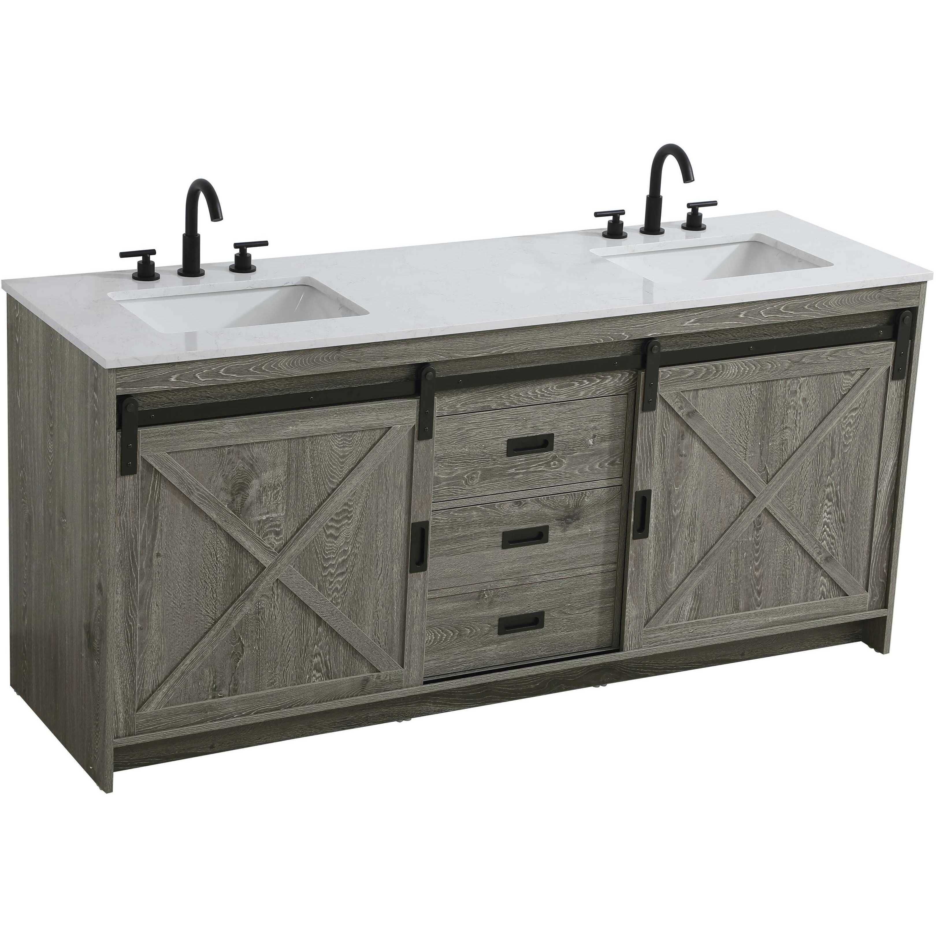 Austin 72 X 34 inch Rustic Grey Bathroom Vanity Cabinet