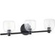 Valentina 3 Light 24 inch Matte Black Vanity Light Wall Light