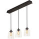 William 3 Light 7.87 inch Black Linear Pendant Ceiling Light
