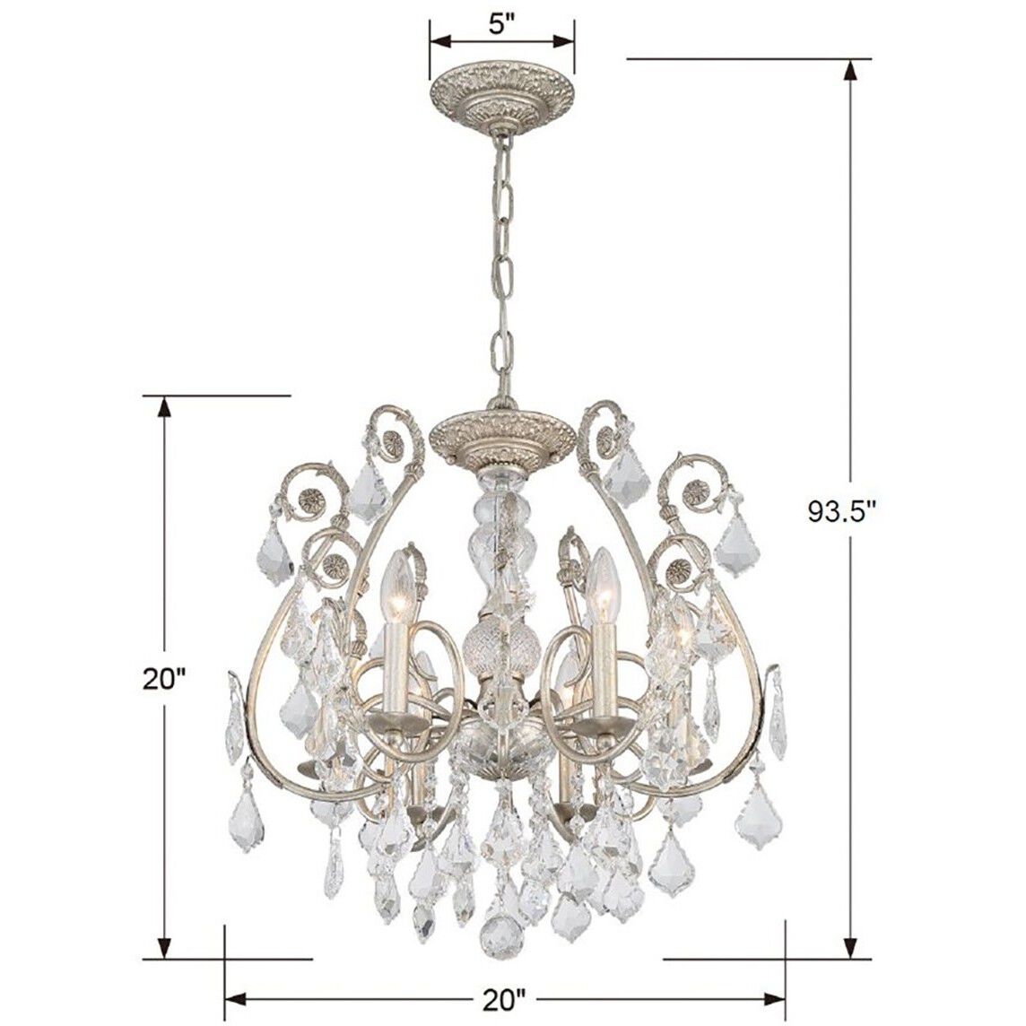 Regis 6 Light 20 inch Olde Silver Chandelier Ceiling Light in Clear Hand Cut