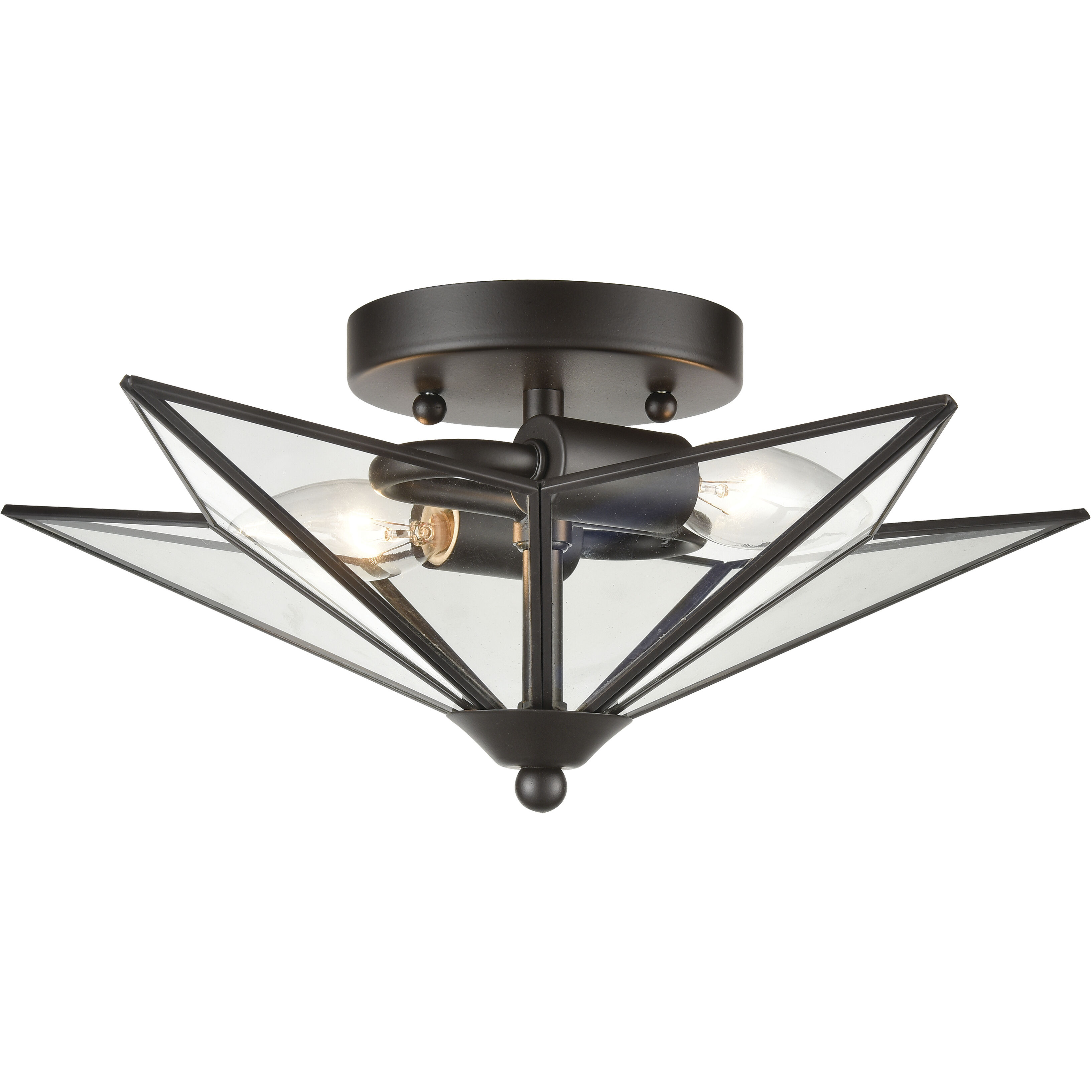 Moravian Star 2 Light 14 inch Oil Rubbed Bronze Flush Mount Ceiling Light