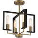 Chicago PM 4 Light 15 inch Old Satin Brass Semi-Flush Ceiling Light