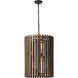 Suratto 6 Light 18 inch Matte Black and Medium Walnut Foyer Pendant Ceiling Light in Matte Black/Medium Walnut