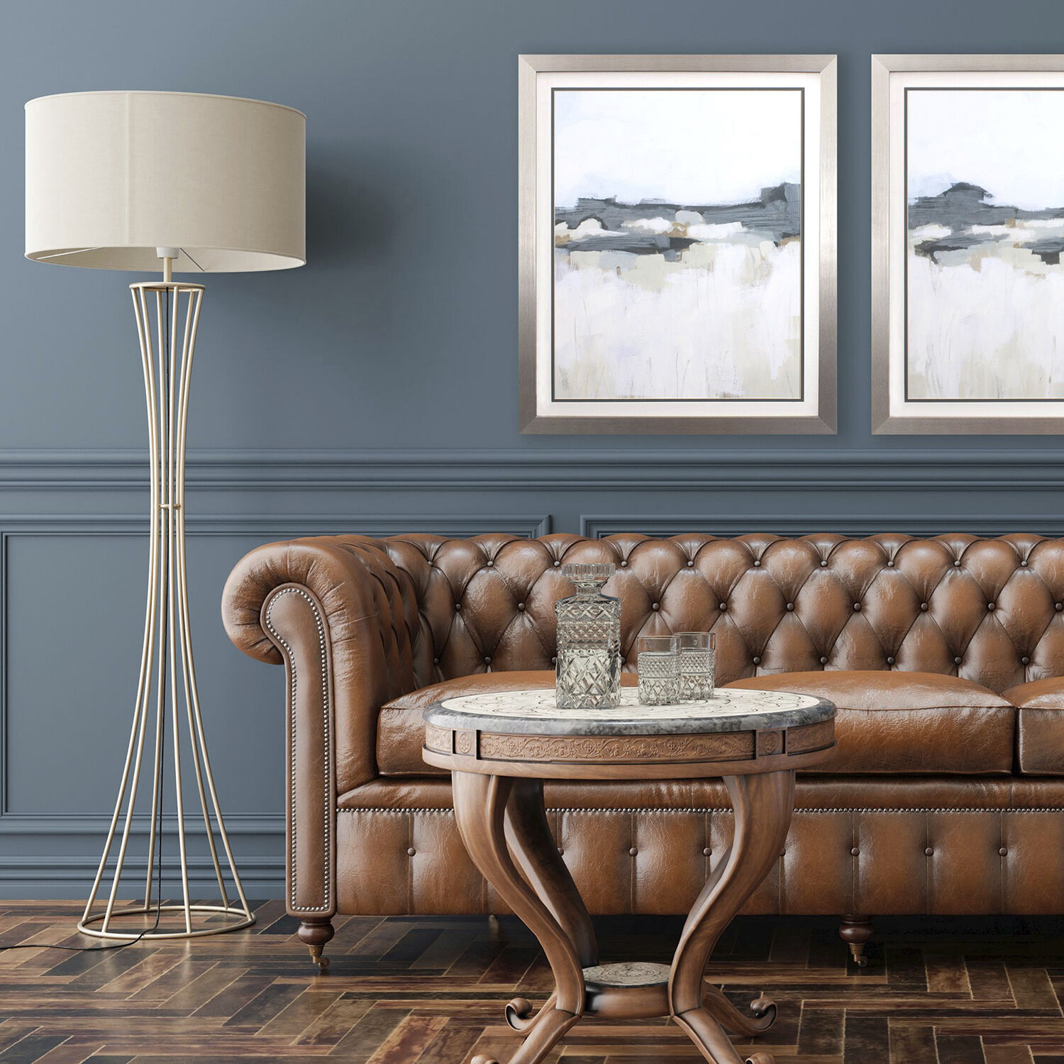 Brush Badlands Blue and Brown and Neutral Framed Art, Propac