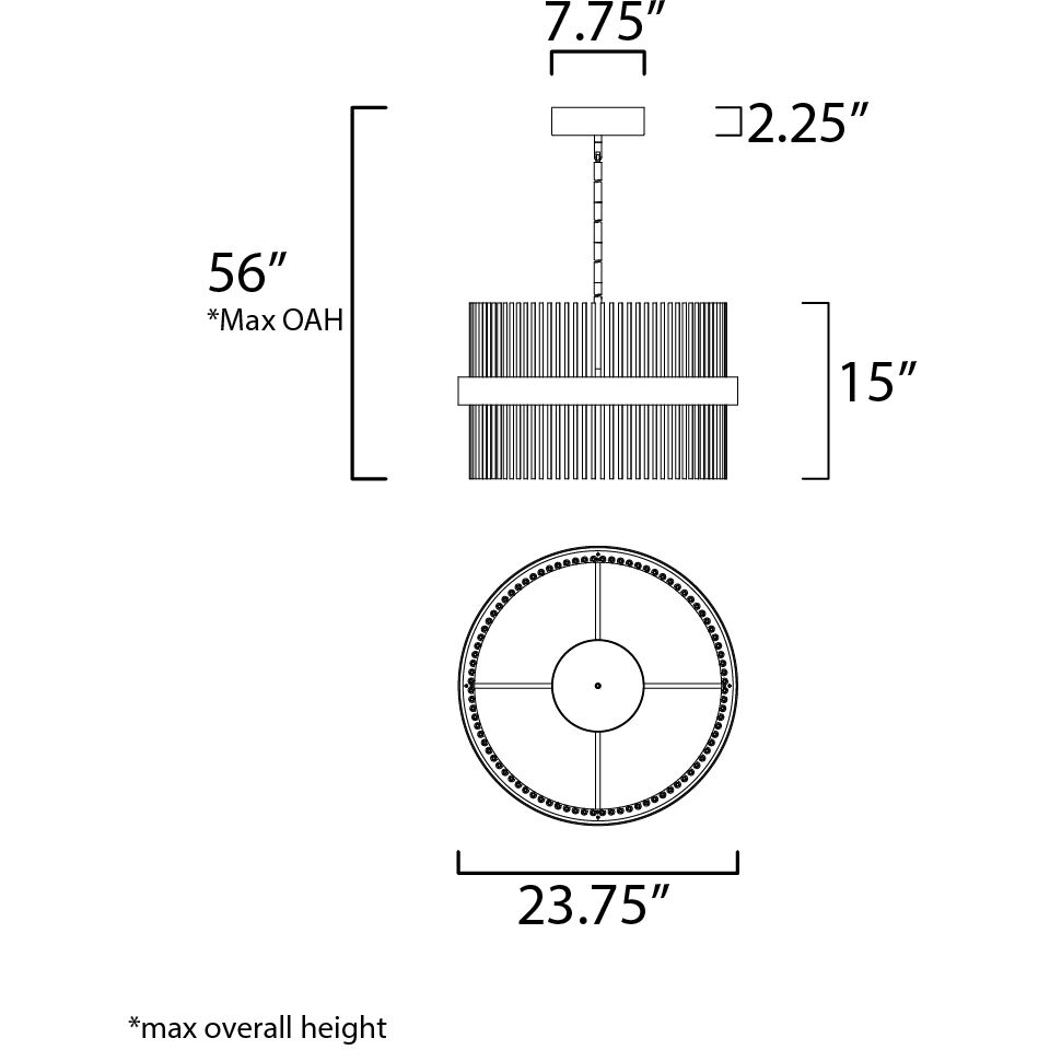 Chimes LED 23.75 inch Black and Satin Nickel and Satin Brass Single Pendant Ceiling Light in Black and Satin Brass and Satin Nickel