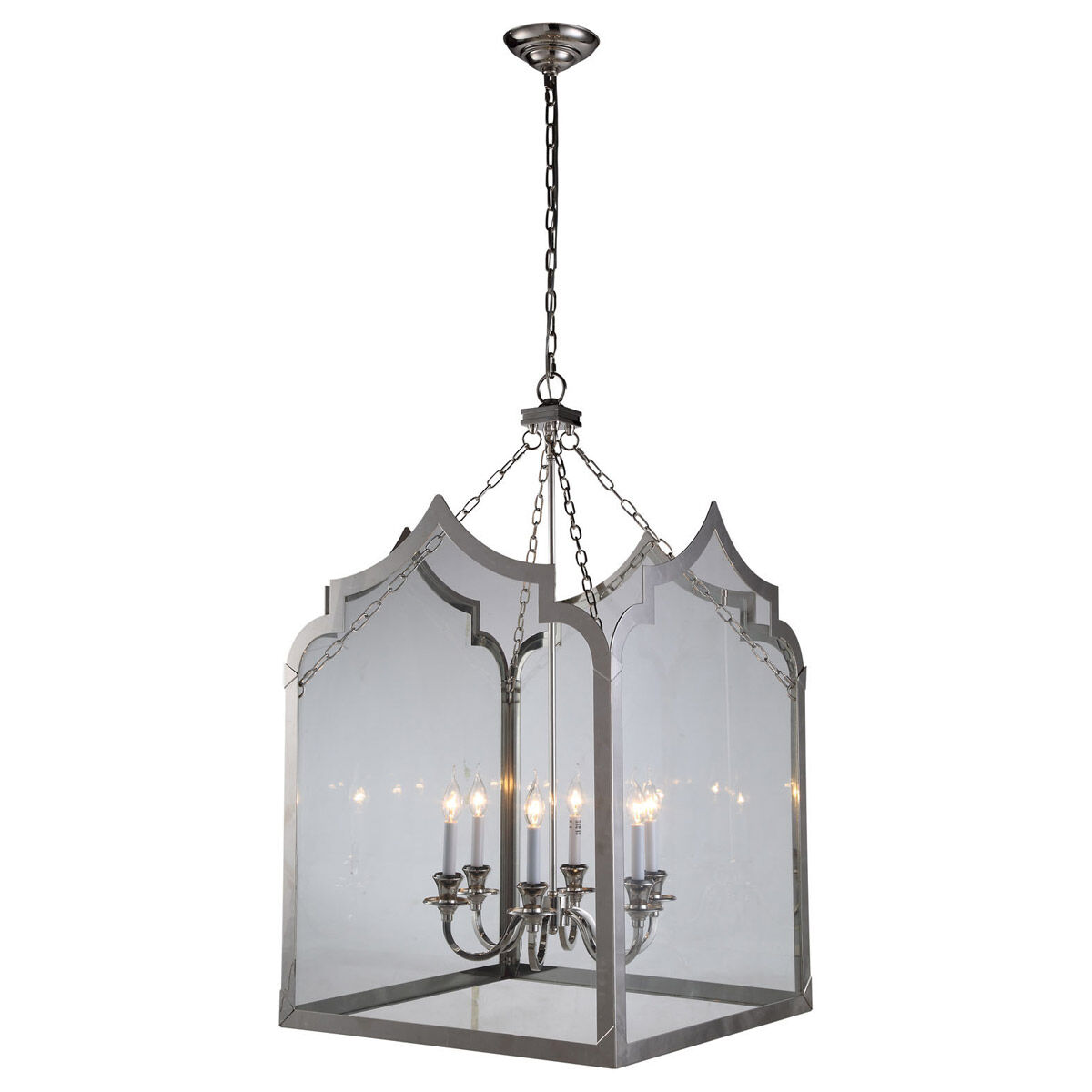 Newport 6 Light 26 inch Polished Nickel Pendant Ceiling Light, Urban Classic