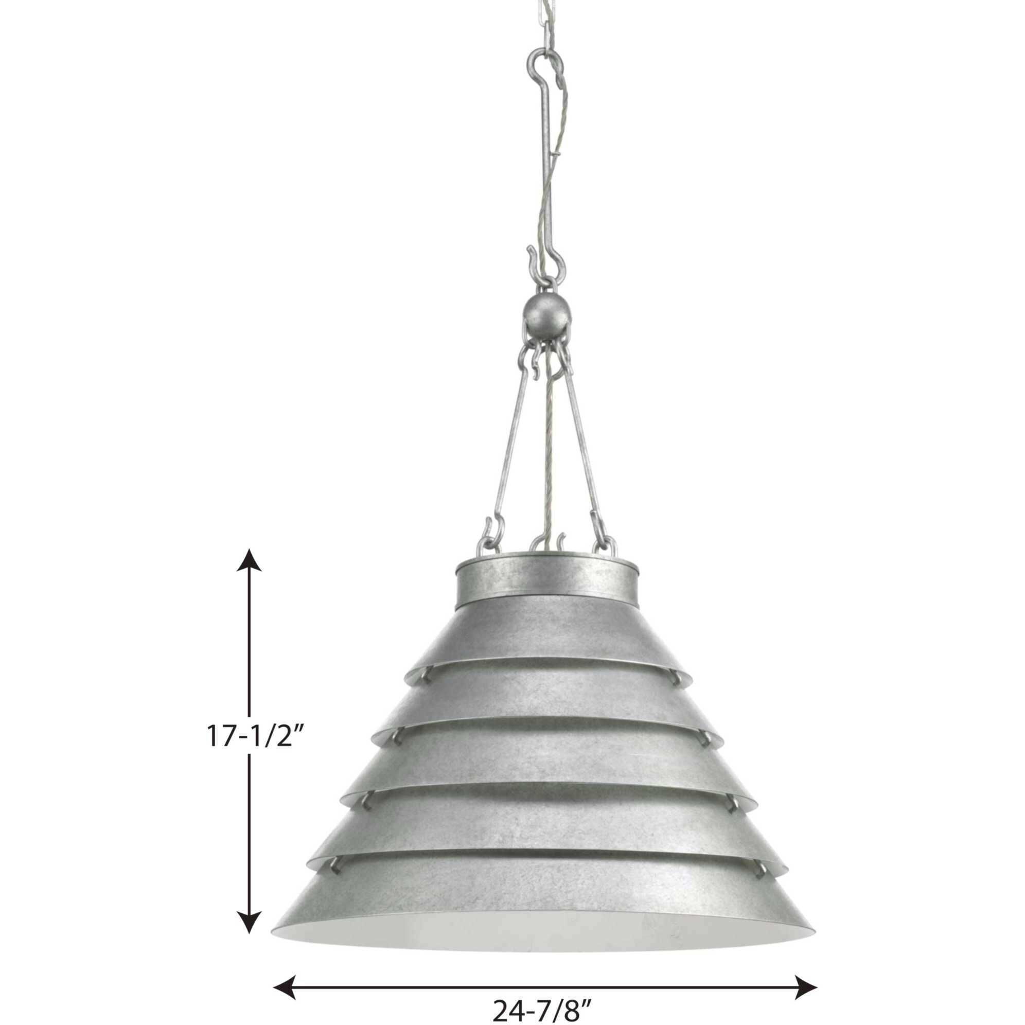 Blue Hill 3 Light 24.88 inch Galvanized Pendant Ceiling Light, Design Series