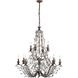 Sagemore 12 Light 37 inch Bronzed Rust with Clear Chandelier Ceiling Light