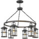 Open Air Lakehouse 6 Light 42 inch Aged Zinc with Driftwood Gray Outdoor Hanging in Non-LED, Estate Series