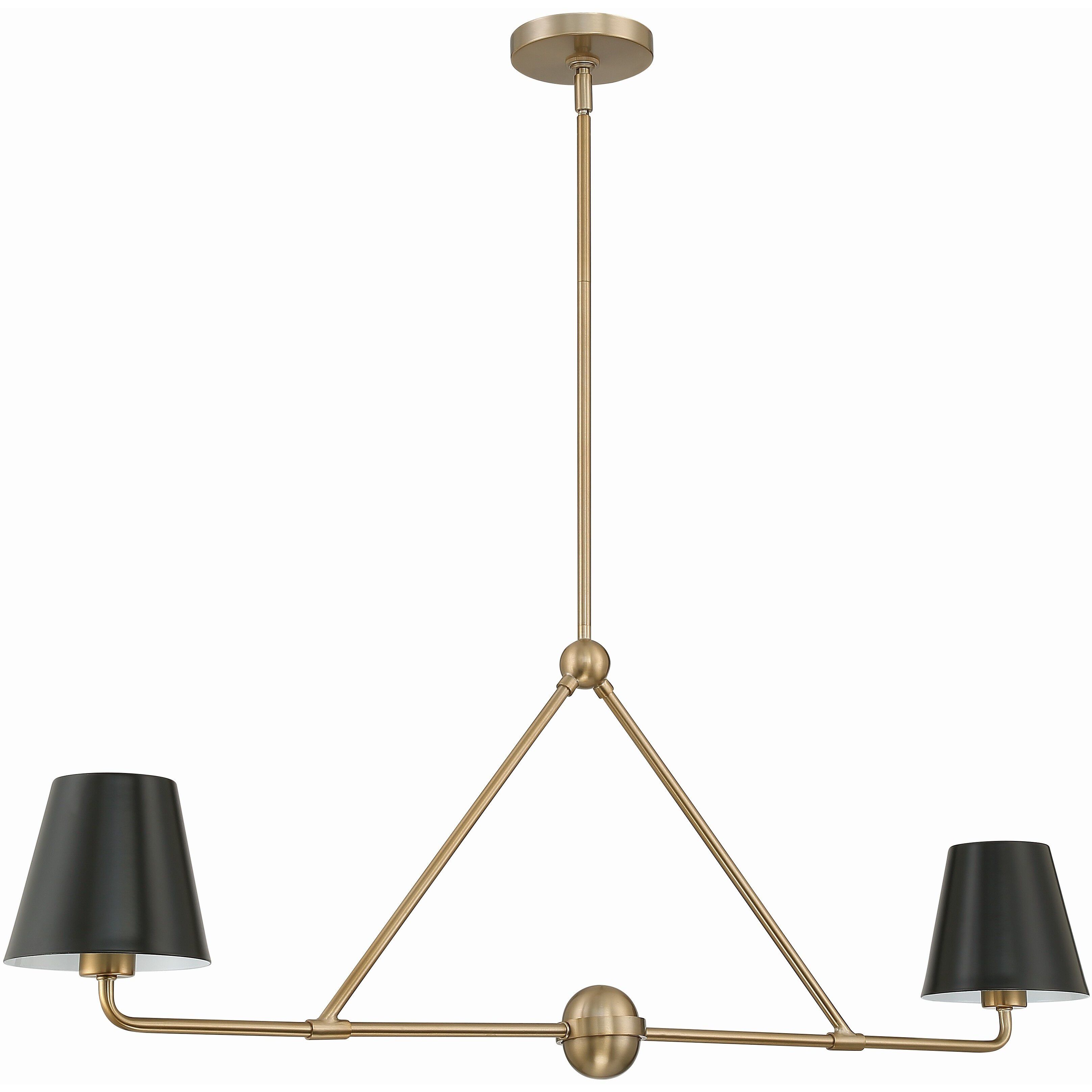 Xavier 2 Light 42 inch Vibrant Gold Linear Chandelier Ceiling Light