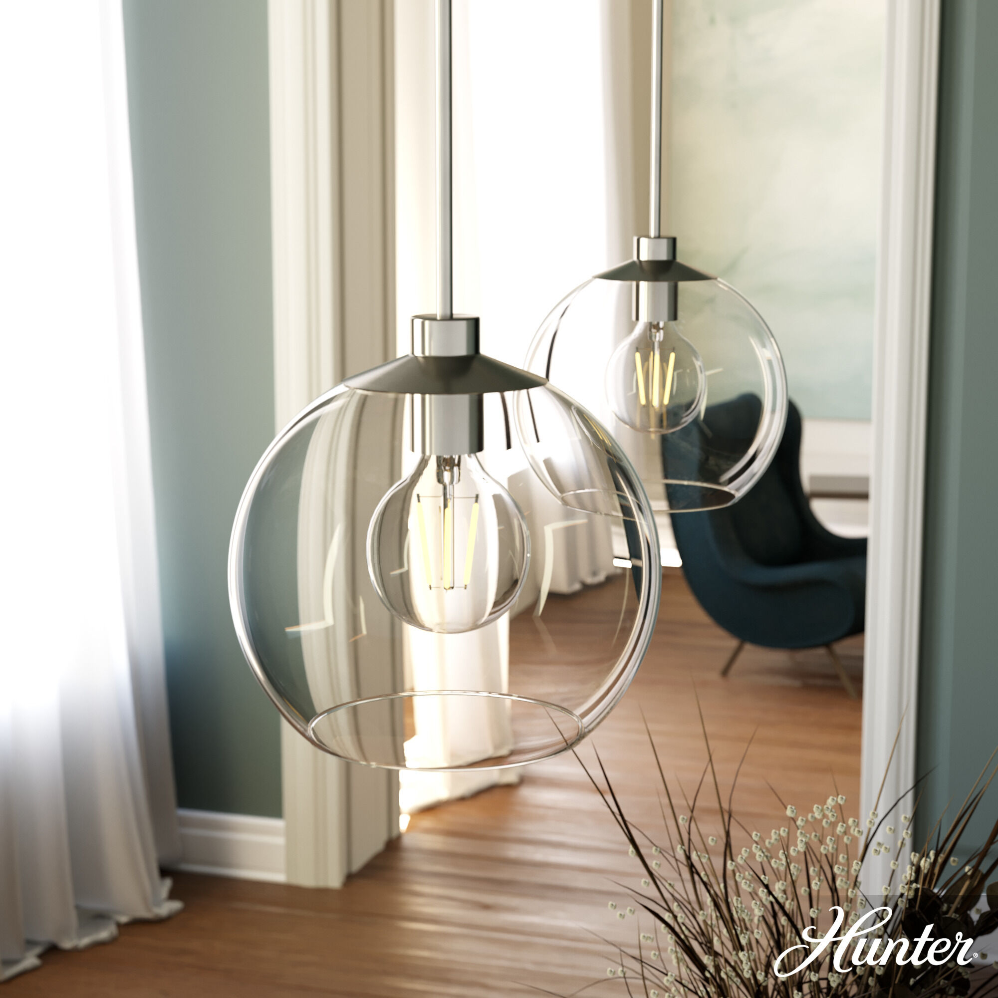 Xidane 1 Light 12 inch Brushed Nickel Pendant Ceiling Light