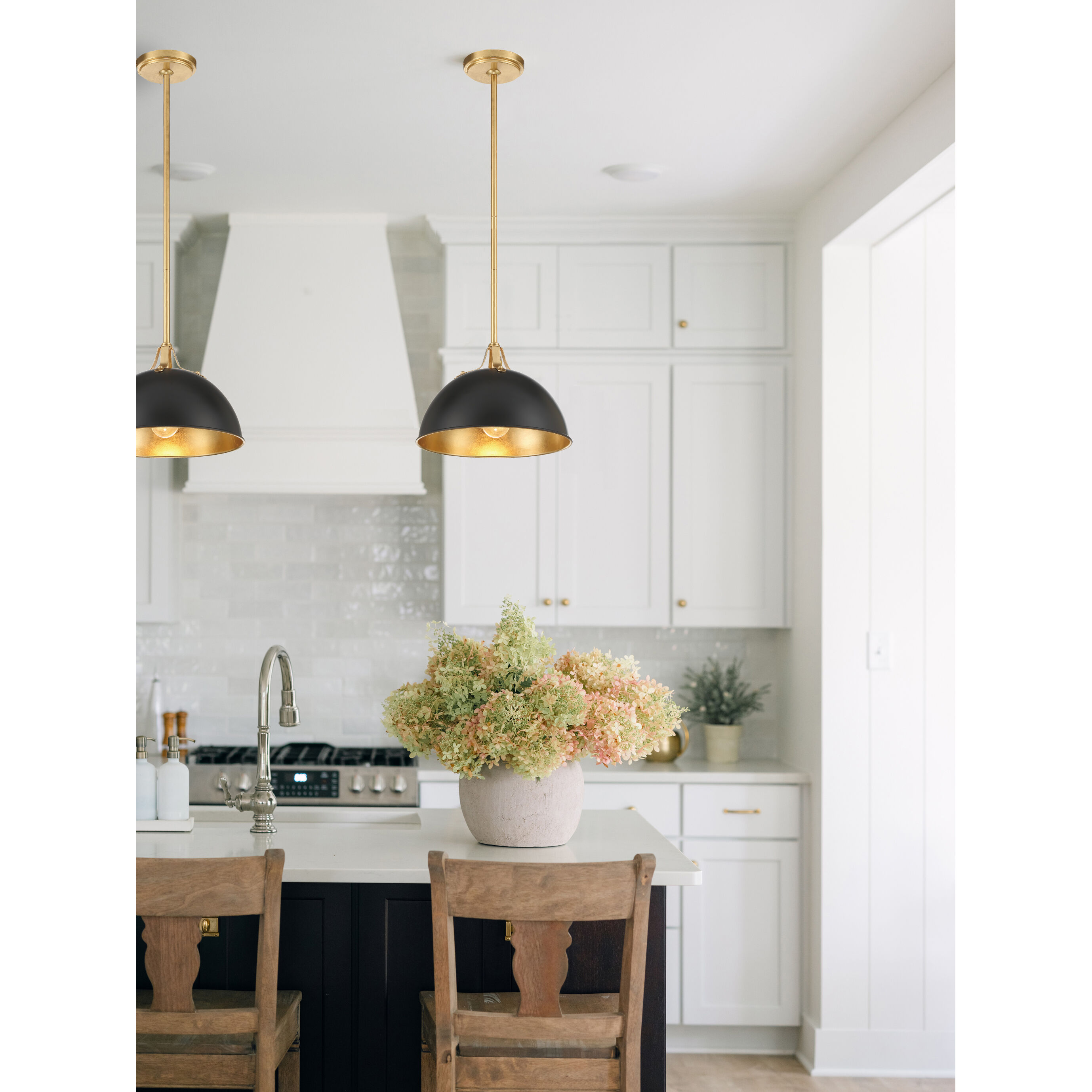 Soto 1 Light 12 inch Matte Black and Antique Gold Mini Pendant Ceiling Light