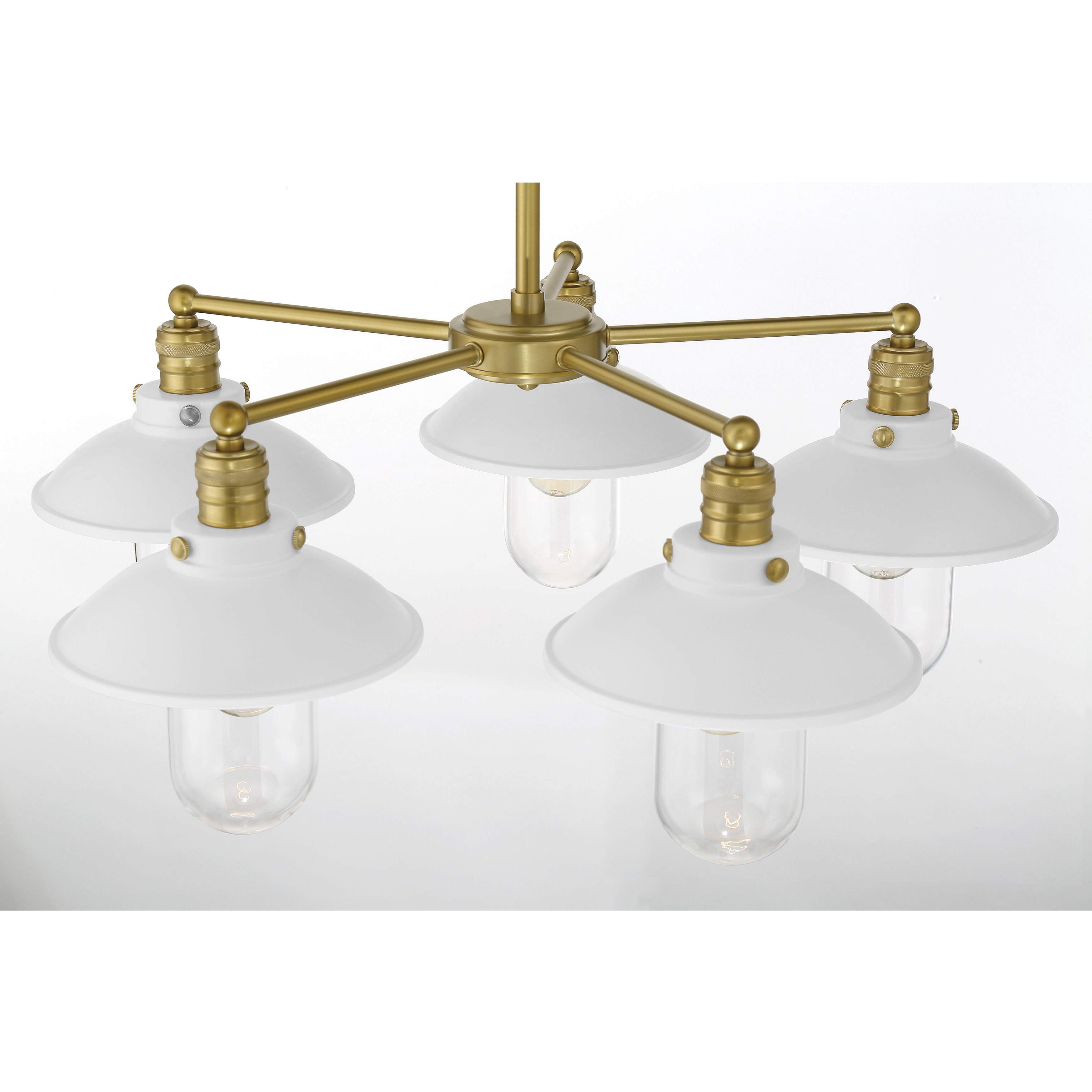 Downtown Edison 5 Light 23 inch White/Soft Brass Chandelier Ceiling Light