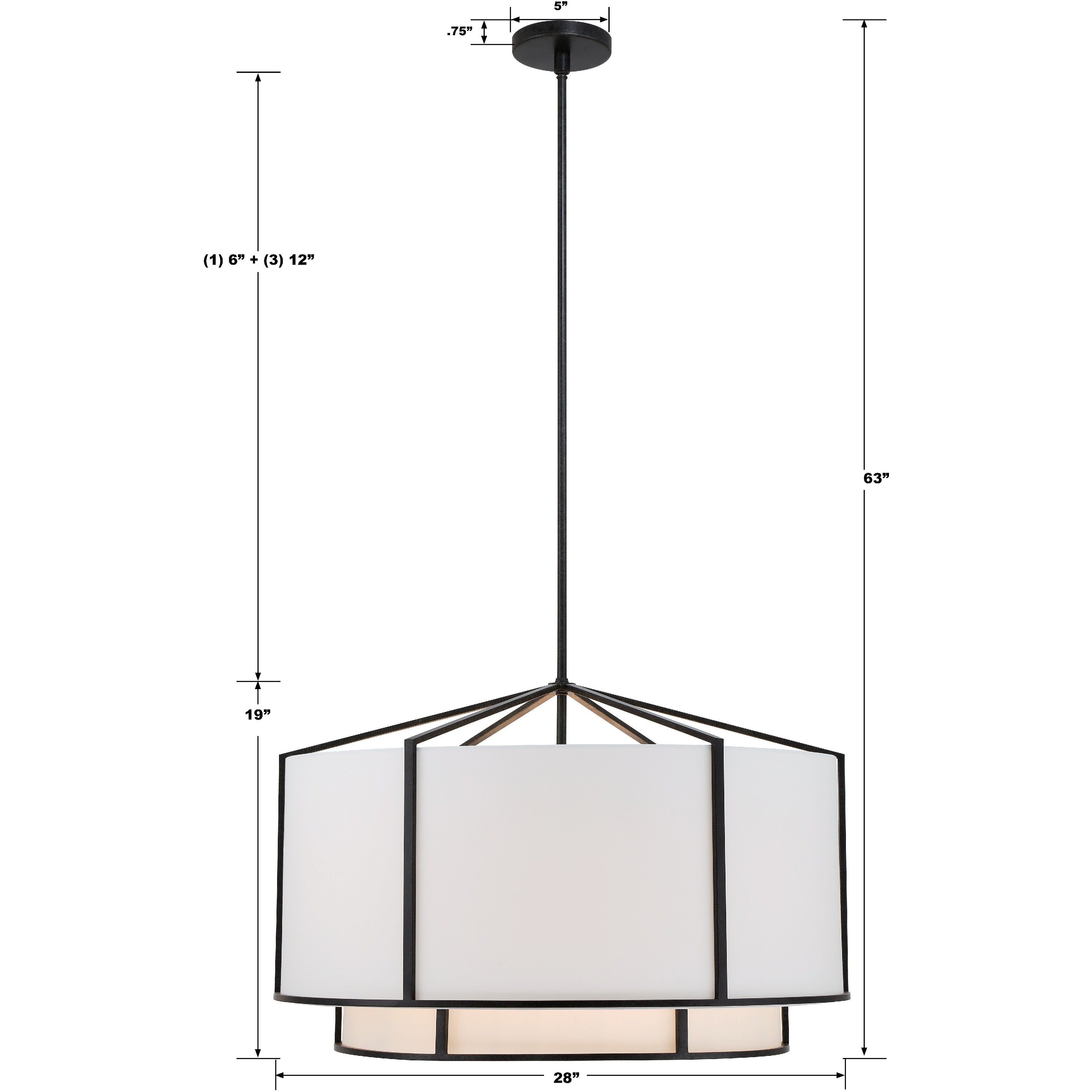 Carlyn 6 Light 28 inch Black Chandelier Ceiling Light
