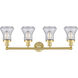Bellmont 4 Light 33.5 inch Satin Gold Bath Vanity Light Wall Light in Seedy Glass