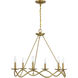 Transitional 6 Light 28 inch Natural Brass Chandelier Ceiling Light